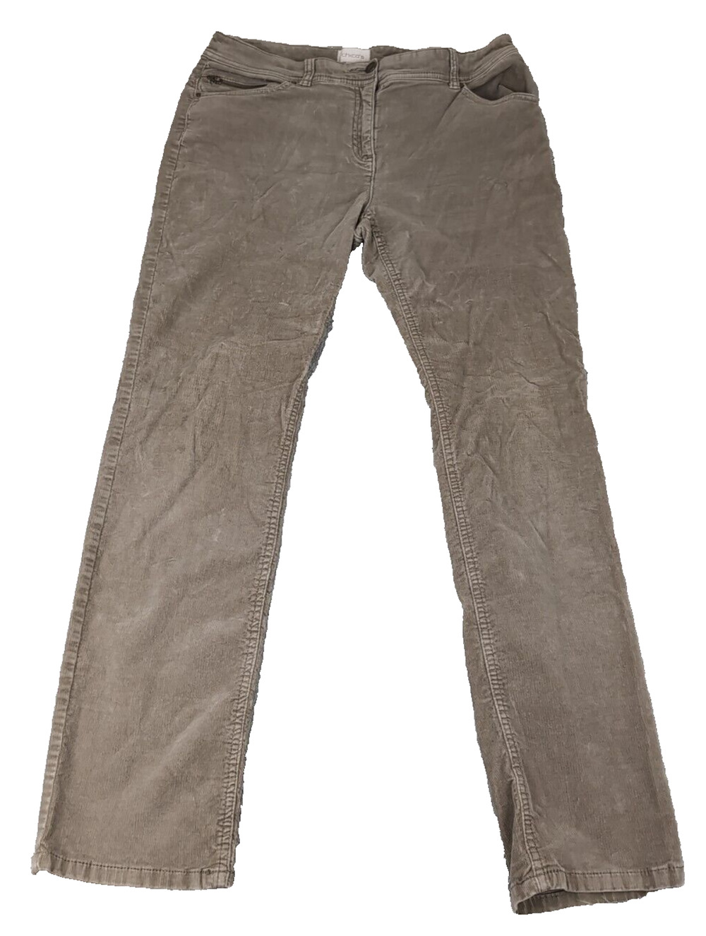 Chico's Women's Corduroy Tan Pants Regular 5 Pocket Straight Leg Size 0.5 (US 6)